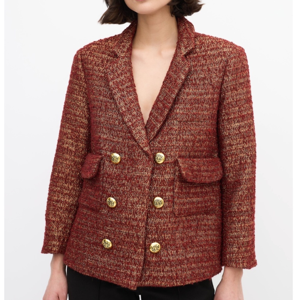 Smythe Red & Gold Wool Tweed Blazer